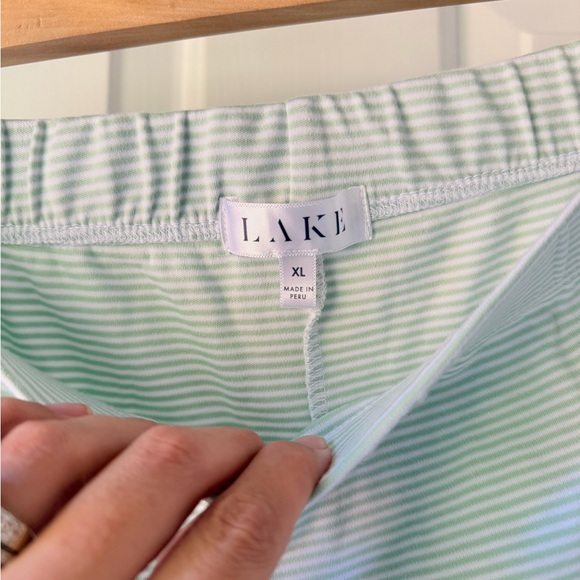 LAKE Parisian Green White Stripe Pima Cotton Pajama Pants XL - Picture 4 of 6
